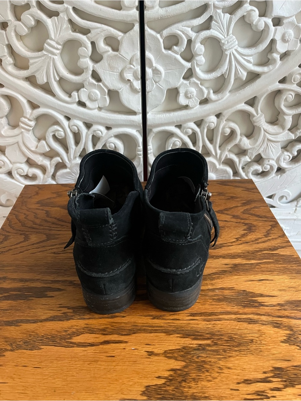 UGG Aureo Black Suede Side Zip Ankle Boots Women’s Size 8 - Picture 6 of 10